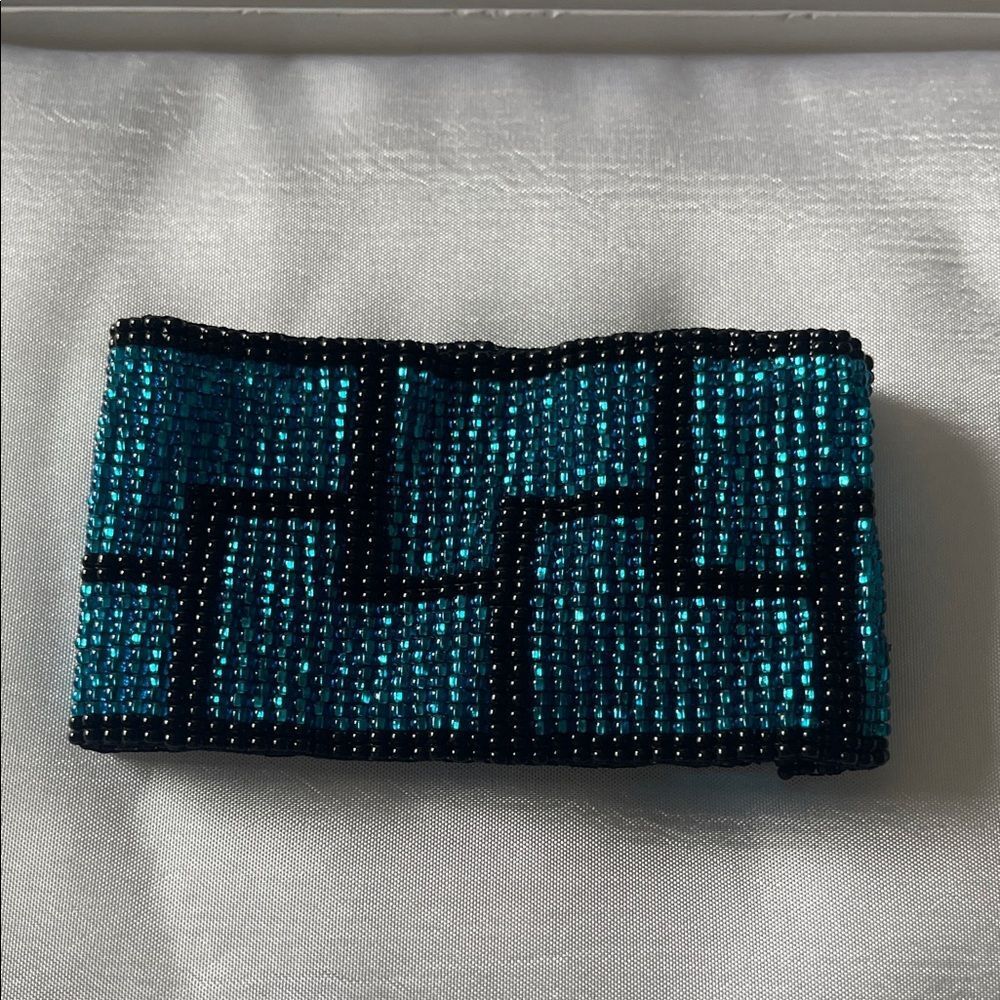 Teal and Black Beaded Bracelet